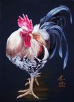  acrylic_paint_(medium) animal bird chicken highres no_humans original realistic rooster signature solo tatsumasa traditional_media 