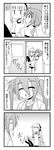  4koma carrying closed_eyes comic door dropping greyscale gym_uniform jitome long_hair minami_(colorful_palette) monochrome multiple_girls open_mouth original princess_carry short_hair thighhighs translated twintails 