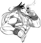  ain_macdougal amakuchi anthro armor bandage biceps big_muscles black_and_white canine claws dog fur greyscale grin hair huge_muscles looking_at_viewer male mammal monochrome muscles nipples pecs plain_background pose smile solo toned topless vein white_background wolf 