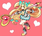  :p bell blazblue blonde_hair bow cow_bell gloves green_eyes hair_bow hairband heart heart-shaped_pupils long_hair low-tied_long_hair minatsuki_randoseru muchourin platinum_the_trinity quad_tails ribbon skirt smile solo staff symbol-shaped_pupils tongue tongue_out two_side_up very_long_hair 