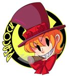  bow cigar eye_socket face grin hat orange_hair peacock_(skullgirls) sharp_teeth short_hair shotlancer skullgirls smile smoking solo teeth top_hat 