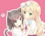  animal_ears azuki_azusa blonde_hair blue_eyes brown_hair cat_ears cat_tail dog_ears dog_tail food green_eyes hentai_ouji_to_warawanai_neko. ice_cream long_hair multiple_girls short_hair tail tsutsukakushi_tsukiko yuizaki_kazuya 