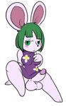  animal_crossing balls big_ears blush bottomless breasts bree_(animal_crossing) clothed clothing dickgirl female green_eyes green_hair hair intersex looking_at_viewer mammal mouse nintendo penis plain_background rodent solo video_games white_background 