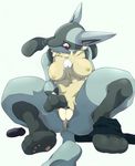  anus blush breasts camel_toe clothing female lucario nintendo nipples nken panties plain_background pok&#233;mon pok&eacute;mon pussy red_eyes solo underwear utsuo-kami video_games white_background 