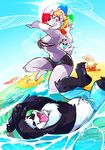  beach beach_ball beach_umbrella bear bikini breasts clothing female frisbee hair male mammal panda sand sea seaside sky smile sun super-tuler swimsuit tairu tavi tight_clothing umbrella water 