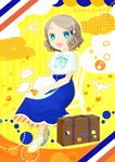  bad_id bad_pixiv_id blue_eyes brown_hair french_flag happy hat orangina ribbon shifumi shoes short_hair skirt solo suitcase 