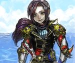  androgynous armor drawr faris_scherwiz final_fantasy final_fantasy_v long_hair ocean ponytail purple_hair reverse_trap solo tsubame_fuji 