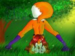  breasts butt canine female forest fox foxie foxielove grass looking_at_viewer mammal nipples pawprint seductive socks solo spread_legs spreading tongue tongue_out tree 