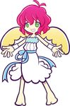  barefoot dress full_body green_eyes harpy_(puyopuyo) kawamochi_(mocchii) madou_monogatari official_style outstretched_arms pink_hair puyopuyo puyopuyo_fever short_hair smile solo spread_arms transparent_background white_dress wings 