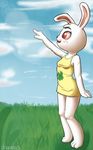  animal_crossing clothing draneas english_text female freckles lagomorph mammal nintendo open_mouth outside rabbit red_eyes ruby_(animal_crossing) solo text video_games 