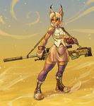  breasts clothed clothing desert feline female gloves gun lynx mammal muscles muscular_female ranged_weapon rifle rona saikono skimpy sniper sniper_rifle solo standing weapon weaver_rail 