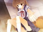  antenna_hair bad_id bad_pixiv_id basketball brown_eyes brown_hair clannad furukawa_nagisa hikarizaka_private_high_school_uniform imis panties pantyshot school_uniform short_hair underwear 