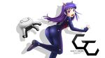  bodysuit gatakk guilty_crown purple_eyes purple_hair tsugumi white 