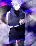  bad_id bad_pixiv_id command_spell fate/zero fate_(series) hood hoodie male_focus matou_kariya purinnkawayusu solo white_eyes white_hair 