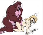  ape balls biceps big_penis blonde_hair breasts female gorilla hair human male mammal muscles pecs penetration penis primate sex straight wolfwood1 