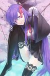  bb_(fate)_(all) bb_(fate/extra_ccc) black_legwear breasts cherry_blossoms fate/extra fate/extra_ccc fate_(series) hair_ribbon lace lace-trimmed_thighhighs large_breasts long_hair purple_eyes purple_hair ribbon riding_crop solo thighhighs torinoko_tamago very_long_hair 