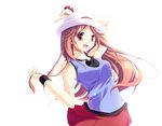  brown_eyes brown_hair hat leaf_(pokemon) mayokichi pokemon skirt white 