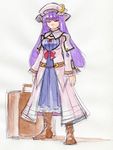  adapted_costume alternate_costume crescent hat kawachi_koorogi long_hair patchouli_knowledge purple_hair solo suitcase touhou 
