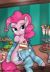 blue_eyes cake crossed_legs cutie_mark equine female feral food friendship_is_magic fur hair half-closed_eyes horse inside legwear looking_at_viewer loopend mammal my_little_pony open_mouth partially_clothed pegasus pink_fur pink_hair pinkie_pie_(mlp) pony seductive sitting solo stockings wings 