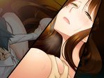  1boy 1girl 4:3 breasts brown_eyes brown_hair clothed_male_nude_female game_cg hetero heterochromia huge_breasts josephine_march_(ourai_no_gahkthun) liarsoft long_hair nipples ourai_no_gahkthun sex steampunk_(liarsoft) sweat vaginal yellow_eyes 
