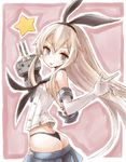  anchor anchor_hair_ornament black_panties buran_(kure) elbow_gloves gloves grey_eyes hair_ornament hairband kantai_collection long_hair panties rensouhou-chan shimakaze_(kantai_collection) silver_hair thong underwear 