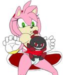  ambiguous_gender amy_rose breasts clothing colored dark_chao female flat_colors fur gloves green_eyes hair hedgehog invalid_tag mammal monochrome nipples panties pink_hair plain_background ravnic red_eyes sega sonic_(series) standing underwear white_background 