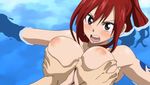  blush breast_grab breasts edited erza_scarlet fairy_tail grabbing large_breasts nipples nude nude_filter photoshop pool red_hair tattoo water 