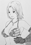  1girl absurdres breasts dead_or_alive highres large_breasts monochrome solo tecmo tina_armstrong yoshimasa 