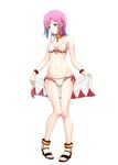  adapted_costume anklet bikini bracelet breasts cleavage final_fantasy final_fantasy_v green_eyes high_heels highres jewelry lenna_charlotte_tycoon lowleg lowleg_bikini marco_rosso medium_breasts midriff necklace pink_hair sandals shoes short_hair solo swimsuit towel white_mage 