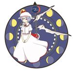  crescent_moon full_moon gibbous_moon half_moon highres kawashina_(momen_silicon) looking_at_viewer moon new_moon red_eyes remilia_scarlet short_hair smile solo touhou wings 