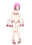  adapted_costume bikini blush breasts cleavage closed_eyes final_fantasy final_fantasy_v high_heels highres jewelry lenna_charlotte_tycoon lowleg lowleg_bikini marco_rosso medium_breasts midriff necklace pink_hair sandals shoes short_hair smile solo swimsuit towel white_mage wrist_cuffs 