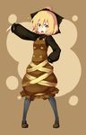  bad_id bad_pixiv_id black_legwear blonde_hair fang hair_ribbon hati105 highres kurodani_yamame pantyhose ponytail ribbon solo touhou yellow_eyes 