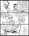  angry applejack_(mlp) black_and_white comic cowboy_hat dialog drink english_text equine eyes female feral friendship_is_magic group hair happy hat horse inside male mammal metal_(artist) monochrome my_little_pony pegasus pony rainbow_dash_(mlp) smile text wings 