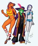  beast_boy breasts clothed clothing female grin group male no_mouth pimp playful raven_(teen_titans) razorfox skimpy smile starfire teen_titans 