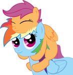  blue_fur cronnox cub duo equine eyes eyes_closed female feral friendship_is_magic fur hair horse mammal multi-colored_hair my_little_pony orange_fur pegasus plain_background pony purple_eyes rainbow_dash_(mlp) rainbow_hair scootaloo_(mlp) smile white_background wings young 