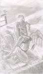  anthro anthrofied bed bedroom bra breasts cleavage clothed clothing cutie_mark english_text equine female friendship_is_magic grey_scale greyscale horse kneeling looking_at_viewer mammal metalfoxxx monochrome my_little_pony navel panties pinkie_pie_(mlp) pony smile solo text traditional_media underwear 