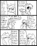  angry applejack_(mlp) black_and_white black_eye comic cowboy_hat dialog duo english_text equine eyes female feral freckles friendship_is_magic hair hat horse inside mammal metal_(artist) monochrome my_little_pony pegasus pony rainbow_dash_(mlp) text wings 