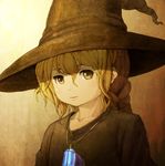  braid collarbone crystal hat jewelry light_brown_eyes light_brown_hair lionel_nakamura long_hair magical_girl necklace original robe solo witch_hat 