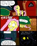  comic cutie_mark dialog english_text equine eyes female feral fluttershy_(mlp) friendship_is_magic fur glowing glowing_eyes group hair hiding horn horse inside lying mammal metal_(artist) my_little_pony outside pegasus pink_hair pony scared sofa text twilight_sparkle_(mlp) unicorn wings yellow_fur 