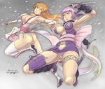  2girls artist_name ass ayane ayane_(doa) breasts brown_hair dead_or_alive kasumi kasumi_(doa) large_breasts maigleco multiple_girls ninja_gaiden ninja_gaiden_2_(xbox) ninja_gaiden_sigma ninja_gaiden_sigma_2 panties purple_hair siblings sisters tecmo underwear 