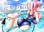  :o ass chain-link_fence cloud day demon_tail feet fence from_behind kickboard lane_line light_rays long_hair looking_back nana_asta_deviluke one-piece_swimsuit outdoors partially_submerged pink_eyes pink_hair pool pov_feet school_swimsuit sideways_mouth soles starting_block sunbeam sunlight swimming swimsuit tail to_love-ru to_love-ru_darkness toes twintails xyomouse 