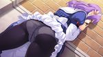  ass bunny_black_3 elf game_cg kouson_karu maid panties pantyhose purple_hair tagme_(character) underwear 
