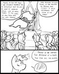  black_and_white comic cowboy_hat crown cutie_mark dialog english_text equine eyes female feral fluttershy_(mlp) friendship_is_magic group hair hat horn horse inside mammal metal_(artist) monochrome my_little_pony pegasus pinkie_pie_(mlp) pony princess princess_celestia_(mlp) rainbow_dash_(mlp) rarity_(mlp) royalty text twilight_sparkle_(mlp) unicorn winged_unicorn wings 