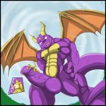  aaron_(artist) balls cheetah claws cum dragon edit feline gay horn licking macro male muscles nipples nude penis scalie size_difference spyro spyro_the_dragon tongue wings 