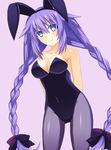  animal_ears blue_eyes braid bunny_ears bunnysuit long_hair neptune_(series) pantyhose purple_hair purple_heart sd symbol-shaped_pupils twin_braids twintails 