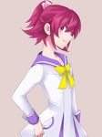  aida_mana bad_id bad_pixiv_id blue_sailor_collar dokidoki!_precure half_updo nakaya_106 oogai_daiichi_middle_school_uniform pink_eyes pink_hair ponytail precure sailor_collar school_uniform smile solo 