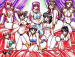  6+girls anklet armpits arms_up bikini black_eyes black_hair bleach breasts brown_eyes brown_hair cleavage crossover elfen_lied erza_scarlet fairy_tail female hamaguchi_momoe harem hinamori_momo horaki_hikari inuyasha jadenkaiba jewelry kikyou_(inuyasha) large_breasts long_hair lucy makurada_junko midriff mikumari_kirara multiple_girls naruto neon_genesis_evangelion pink_hair red_eyes samurai_7 smile swimsuit tattoo tenten yu-gi-oh! yu-gi-oh!_gx yuu-gi-ou_gx 