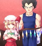  1girl ascot black_eyes black_hair blonde_hair blush book crystal dragon_ball dragon_ball_z dress flandre_scarlet gloves hat hat_ribbon image_sample komimiyako mouth muscle open_mouth puffy_sleeves red_dress red_eyes ribbon short_hair side_ponytail spiked_hair sweatdrop thumbnail touhou vampire vegeta wings 