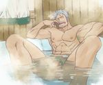  bara bath censored convenient_censoring lowres male male_focus masanori nude one_piece partially_submerged smoker smoking solo steam 