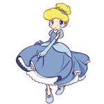  :o blonde_hair blue_dress blue_eyes choker cinderella cinderella_(disney) dress earrings elbow_gloves full_body gloves hairband jewelry parody puyopuyo puyopuyo_fever shoes short_hair solo style_parody tsuda-chan white_background 